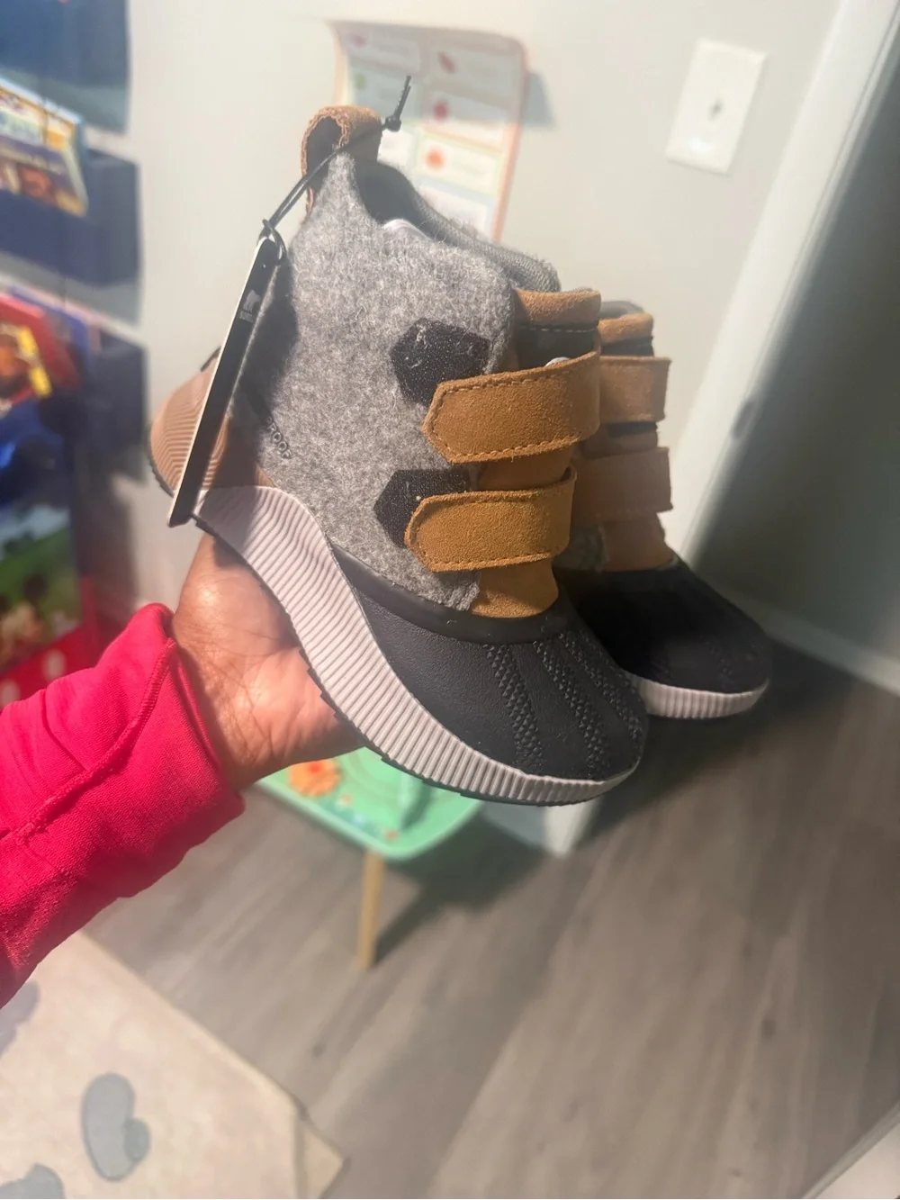 SOREL Kids' Gray & Brown Impermeable Wool-Blend Boot
